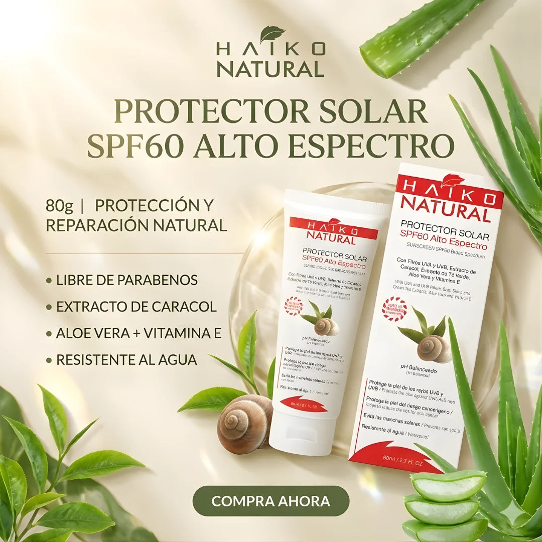 SPICY | Protector Solar SPF 60 con Extracto de Caracol, Aloe Vera, Té Verde y Vitamina E - 80g | Alta Protección y Ayuda a Atenuar Manchas en la Piel | Libre de Parabenos (Copia)