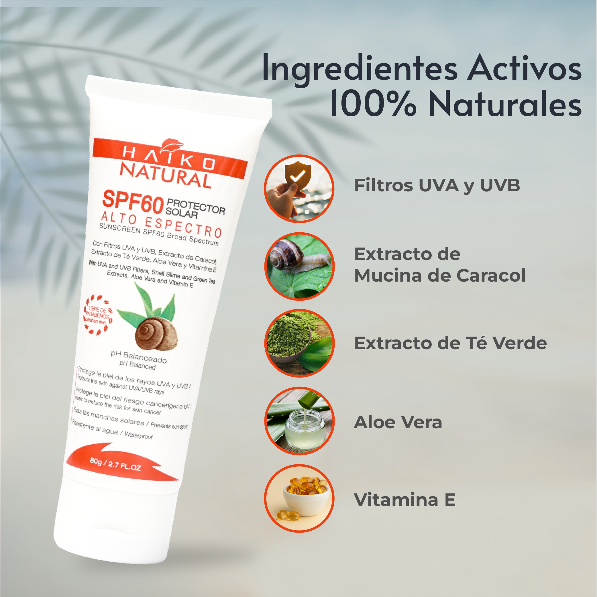 Protector solar SPF 60 Ingredientes
