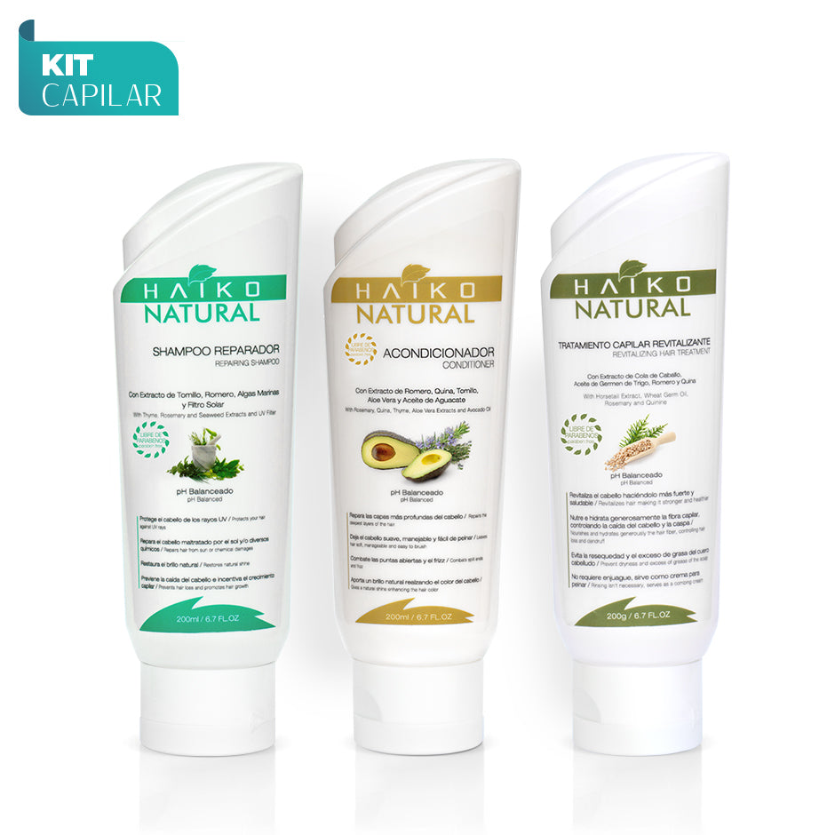 Rutina Capilar con Shampoo Reparador, Acondicionador y Tratamiento