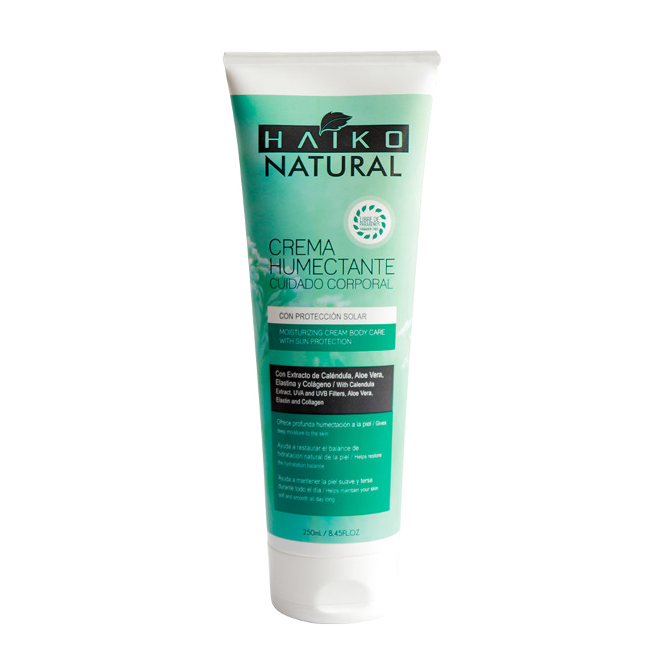 Crema Humectante Corporal con Filtros Solares, Caléndula, Aloe Vera, Elastina y Colágeno - 250g | Hidratación Profunda y Protección UV | Libre de Parabenos