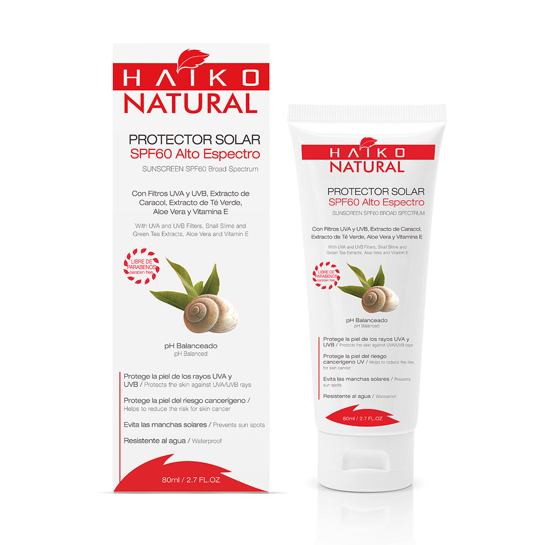 Protector solar SPF 60 con extracto de caracol y aloe vera