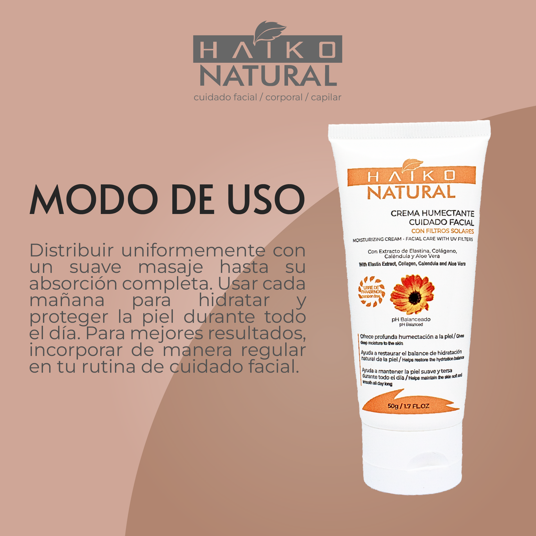 Crema Humectante Cuidado Facial con Filtros Solares - 50g | Hidratación Profunda y Protección UV | Libre de Parabenos /