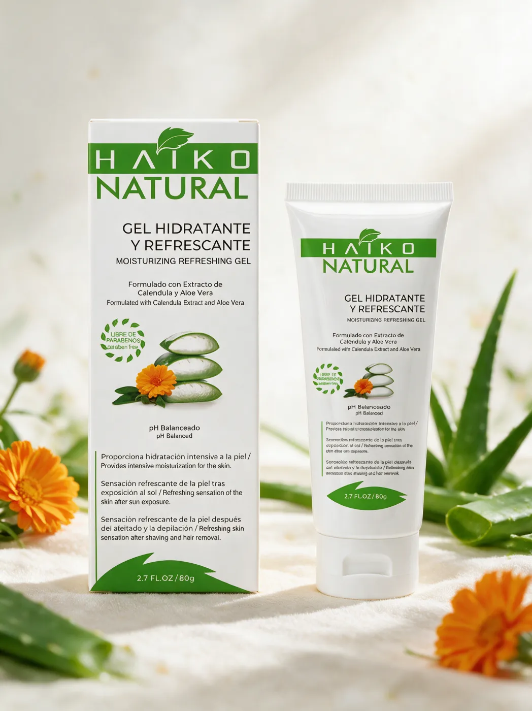 Gel Hidratante y Refrescante con Extracto de Caléndula y Aloe Vera