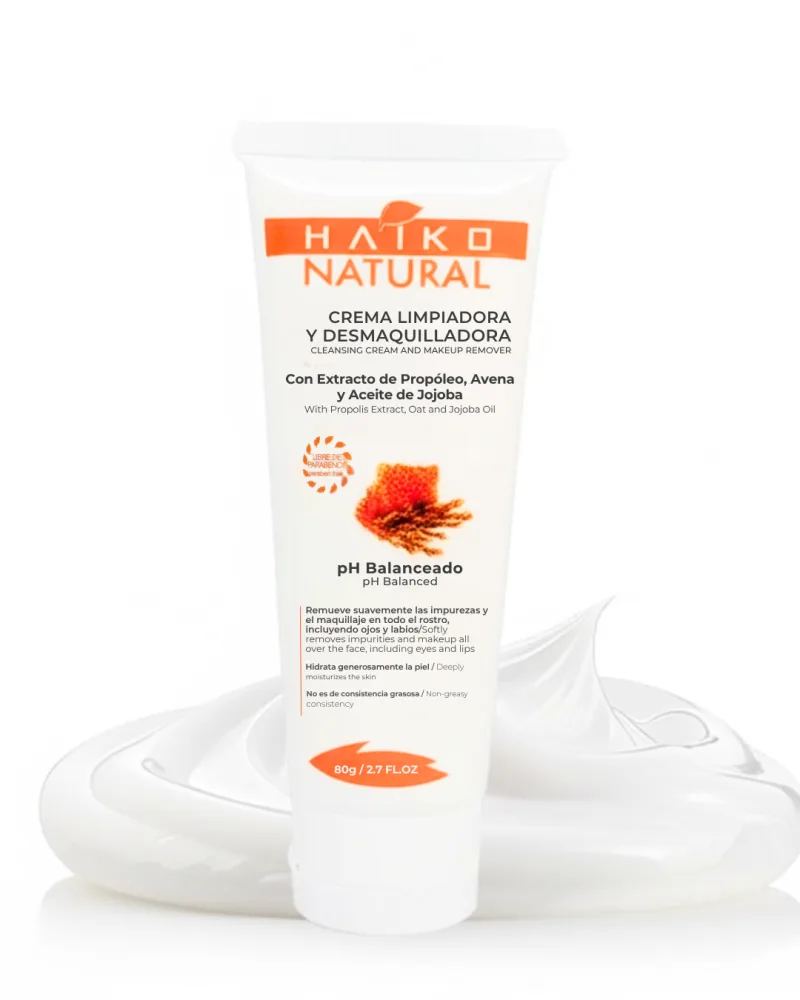Crema Limpiadora y Desmaquilladora con Extracto de Propóleo, Avena y Aceite de Jojoba